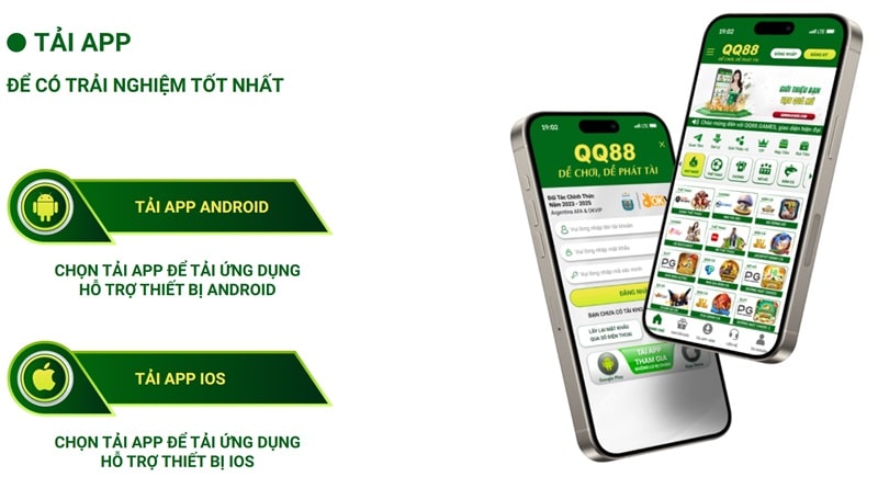 Nhà cái QQ88 cung cấp ứng dụng cá cược trên cả thiết bị IOS và Android